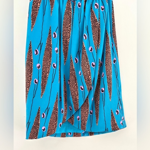 Tracy Reese One Shoulder Silk Dress Blue Leopard Print Cocktail New Years Size 0 - Picture 5 of 10